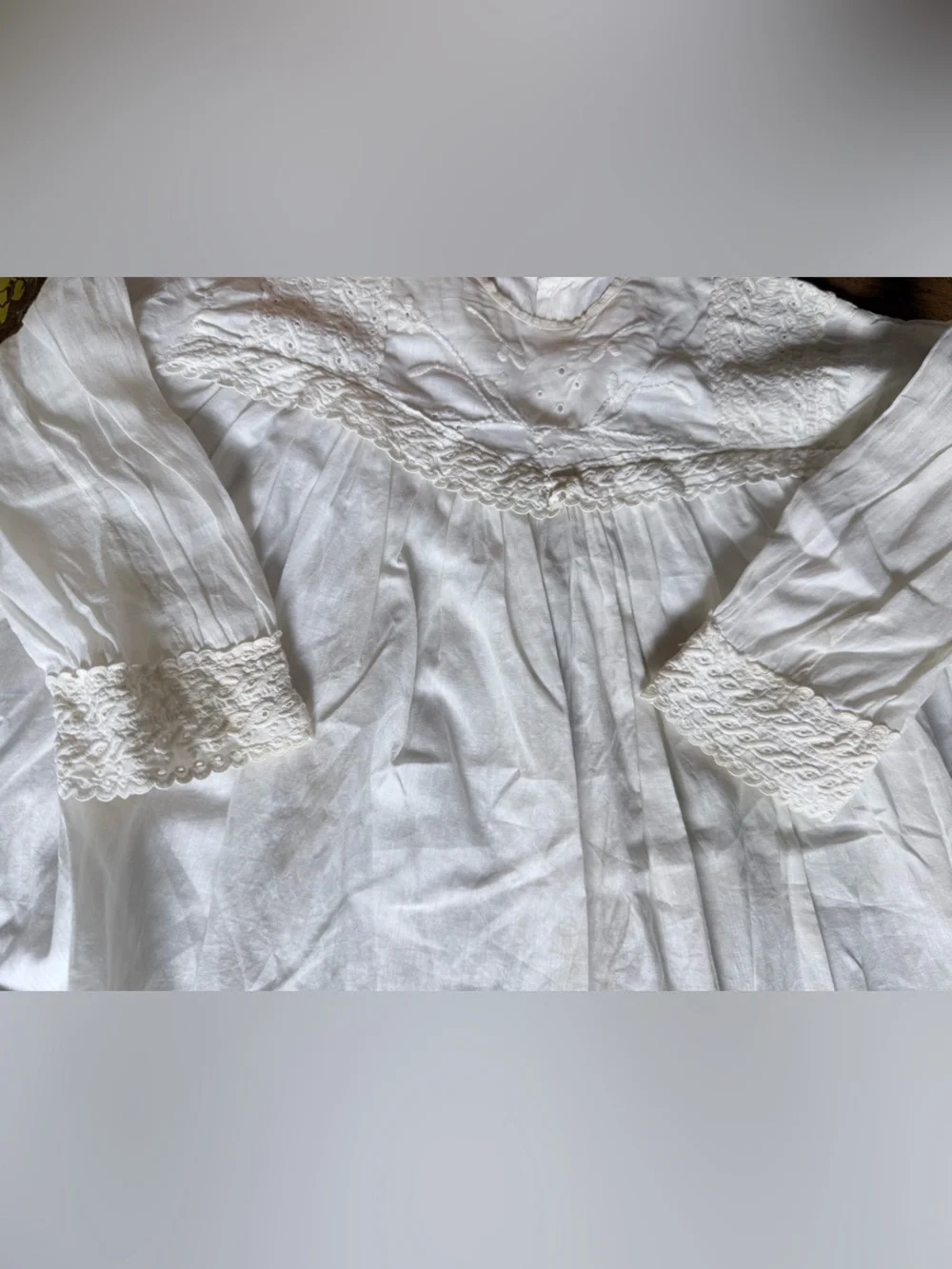 Vintage Antique White Cotton Infant/Christening Gown (1 long, 1 short)